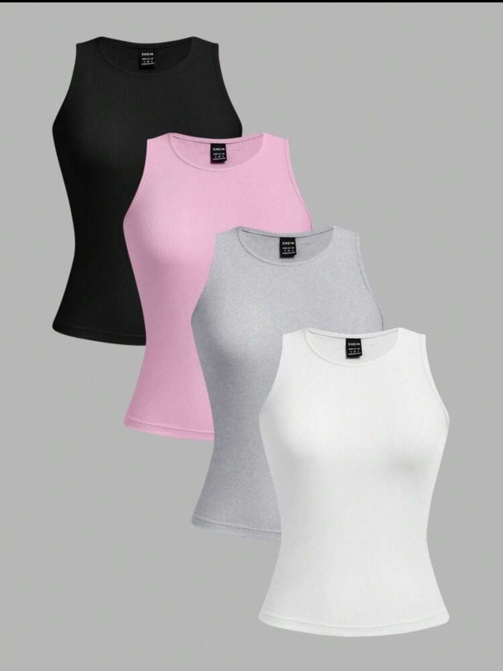 Women’s Ribbed Tank Top - Black, Pink, Gray, White